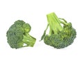 Two pieces of green broccoli isolated on white background Royalty Free Stock Photo