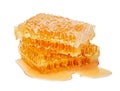 Two pieces of honeycomb on white background Royalty Free Stock Photo