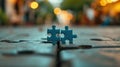 Two pieces of a puzzle sitting on top of some bricks, AI Royalty Free Stock Photo
