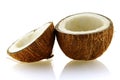 Two pieces of ripe coconut Royalty Free Stock Photo