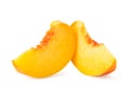 Two pieces of ripe peach close-up on a white. isolated Royalty Free Stock Photo