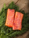 Salty salmon pieces Royalty Free Stock Photo