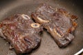 Two pieces steaks just been done on pan at home