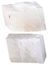 Two pieces of white calcite mineral stone