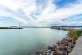 two piers on Balatonlelle at Lake Balaton south coast Royalty Free Stock Photo