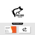 Two Pig Logo Vector Template, Free Business Card Mockup