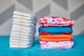 Two piles of diapers Royalty Free Stock Photo