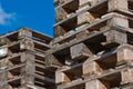 Two piles of euro pallets Royalty Free Stock Photo