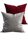 Two pillows, one red and one gray, are placed on a white background Royalty Free Stock Photo