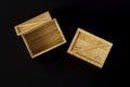 Two pine wooden boxes isolated on a black background Royalty Free Stock Photo