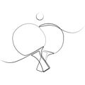 Two ping pong rackets and a ball.One line drawing.Ping-pong sport game.Vector Royalty Free Stock Photo
