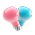 Two pink and blue bulbs forming a shape of heart