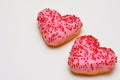 two pink donuts hearts on a white background Royalty Free Stock Photo