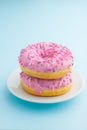 Two pink donuts.