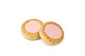 Two pink filling tartlets isolated on white background Royalty Free Stock Photo