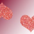 Two pink hearts, vector
