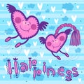 Two pink hearts with wings are flying Royalty Free Stock Photo