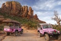 Two Pink Jeep Terrain Vehicles Sedona Arizona Slickrock Trail