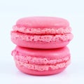 two pink macaroons isolated on white Royalty Free Stock Photo