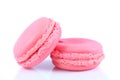 two pink macaroons isolated on white Royalty Free Stock Photo