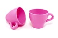 Two pink plastic cups