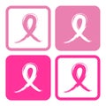 Pink breast cancer awareness ribbons vector illustration