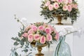 two pink roses bouquets on a stand Royalty Free Stock Photo