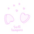 Two soft tampons for menstruation. Feminine hygiene product. Menstrual protection. Monthly cycle, pms. Period. Feminine Royalty Free Stock Photo