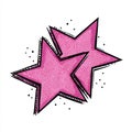 Two Pink Stars Exploding with Black Outline and Dots on White Background Comic Style Royalty Free Stock Photo