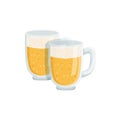 Two Pints Of Foamy Lager Beer, Oktoberfest Festival Drinks Bar Menu Item