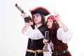 Two pirates on white background Royalty Free Stock Photo