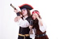 Two pirates on white background Royalty Free Stock Photo