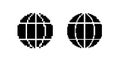 Two pixel art geometric globe designs with symmetrical vertical and horizontal lines