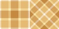 Two plaid patterns offer versatility for design. One is a classic check, the other, a dynamic diagonal. Warm, earthtone colors add