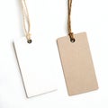 Two plain hanging labels isolated on white background Royalty Free Stock Photo