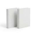 Two plain white rectangular blocks standing side by side on a neutral background Royalty Free Stock Photo