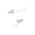 Two Plane vector icons. Plane icons. Airplane vector icon. Sketch of paper airplane in linear and modern simple flat design. Plane