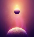 Two planets on nebula Royalty Free Stock Photo