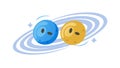 Two Planets Orbiting Each Other Cosmic Dance, vector design Generative AI Royalty Free Stock Photo