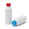 Two plastic bottles with different colored caps and lying on their sides. isolated on transparent background, isolated on white Royalty Free Stock Photo