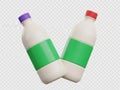 Two plastic bottles with green labels and purple and red caps Royalty Free Stock Photo