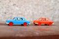 Two plastic cars Royalty Free Stock Photo