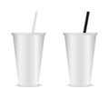Two plastic clear cup with tubule - illustration