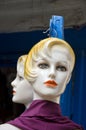 Two plastic mannequin head in asia street, Kathmandu Royalty Free Stock Photo