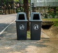 Two plastic trash can Royalty Free Stock Photo