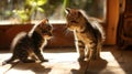 Adorable Kittens Facing Each Other in Sunlight Royalty Free Stock Photo