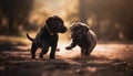 Two playful puppies running in the grass, enjoying summer fun generated by AI Royalty Free Stock Photo