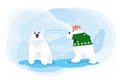 Two polar bears in the snow Royalty Free Stock Photo