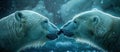 Two Polar Bears Touching Noses in Snow Royalty Free Stock Photo