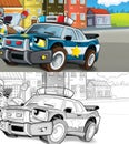 Police friends motorcycle and car - illustration